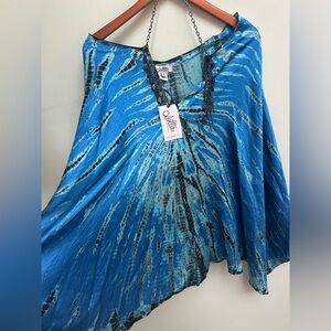 Lotta Stensson Blue Tie-Dye Poncho Top